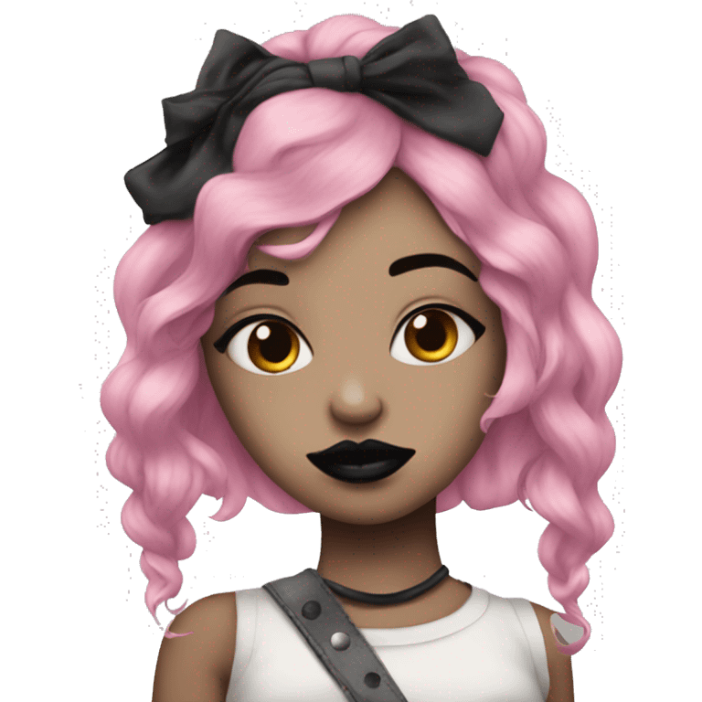 Pink hair punk girl black lipstick  emoji