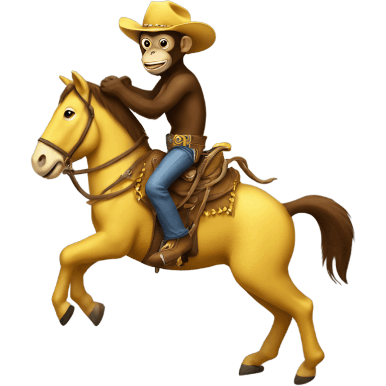 Monkey cowboy riding banana horse emoji