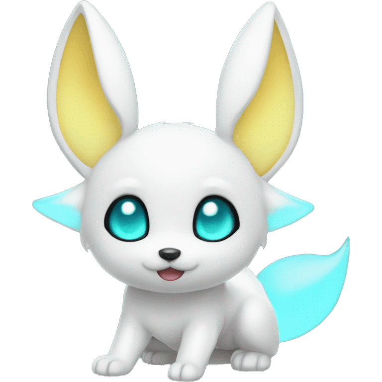 Shiny White Albino Umbreon with cyan eyes and cyan markings emoji