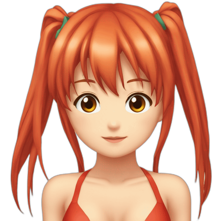 asuka langley nue, full-body, long-hair, teen, enfant, bikini emoji