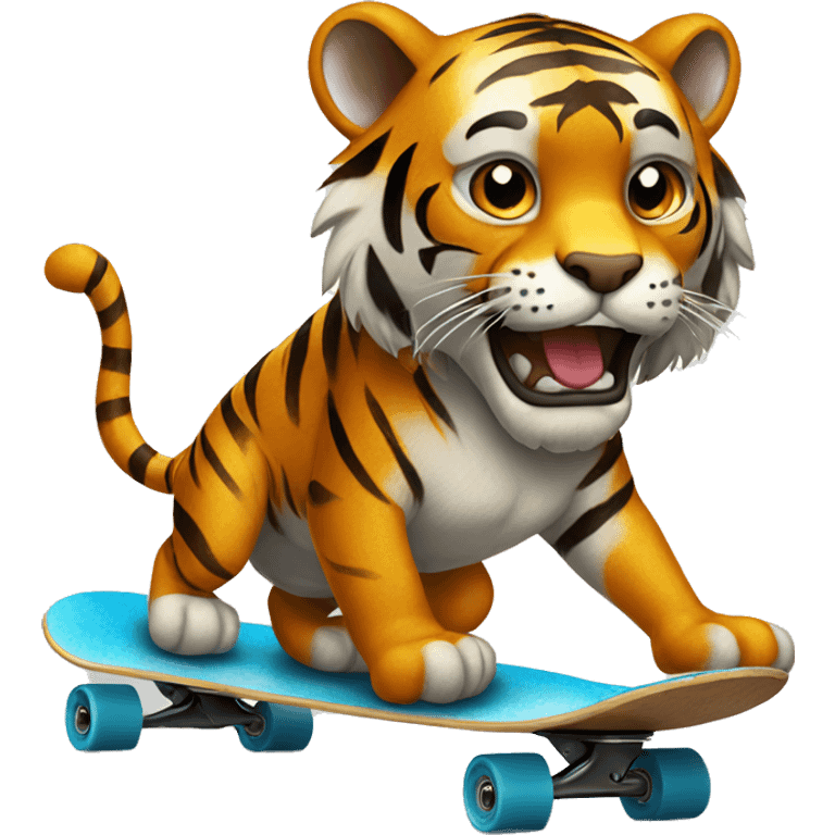 Tiger on skateboard emoji