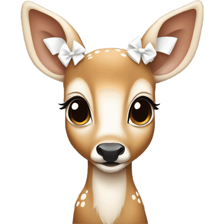 realistic baby deer wearing white bows emoji