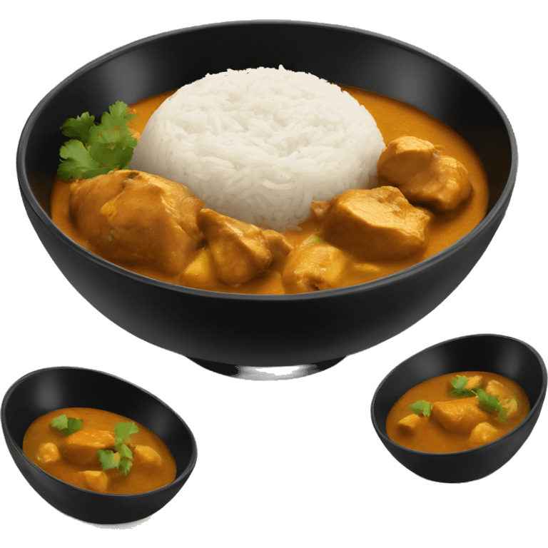 Black bowl with chicken curry and rice  emoji