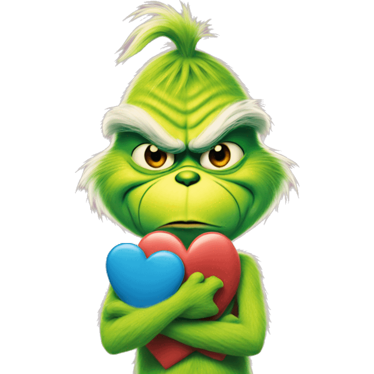 The grinch holding a heart emoji