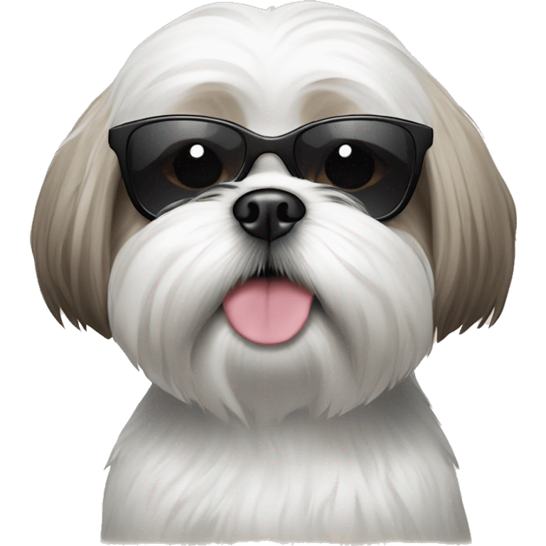 White shihtzu wearing sunglasses  emoji