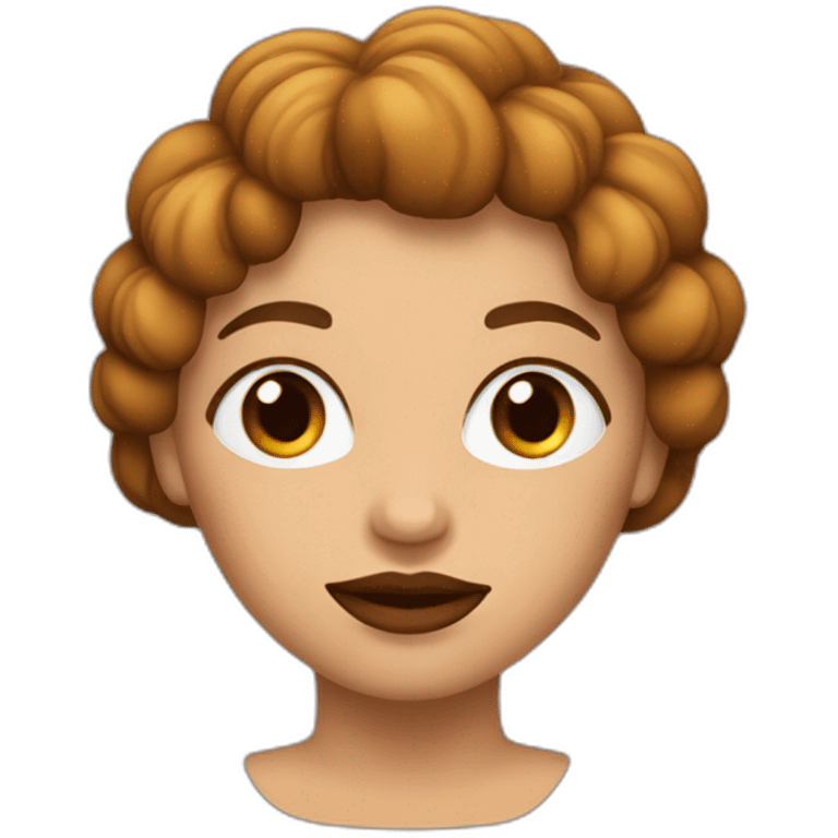 Mujer con el pelo castaño y labios rojos emoji