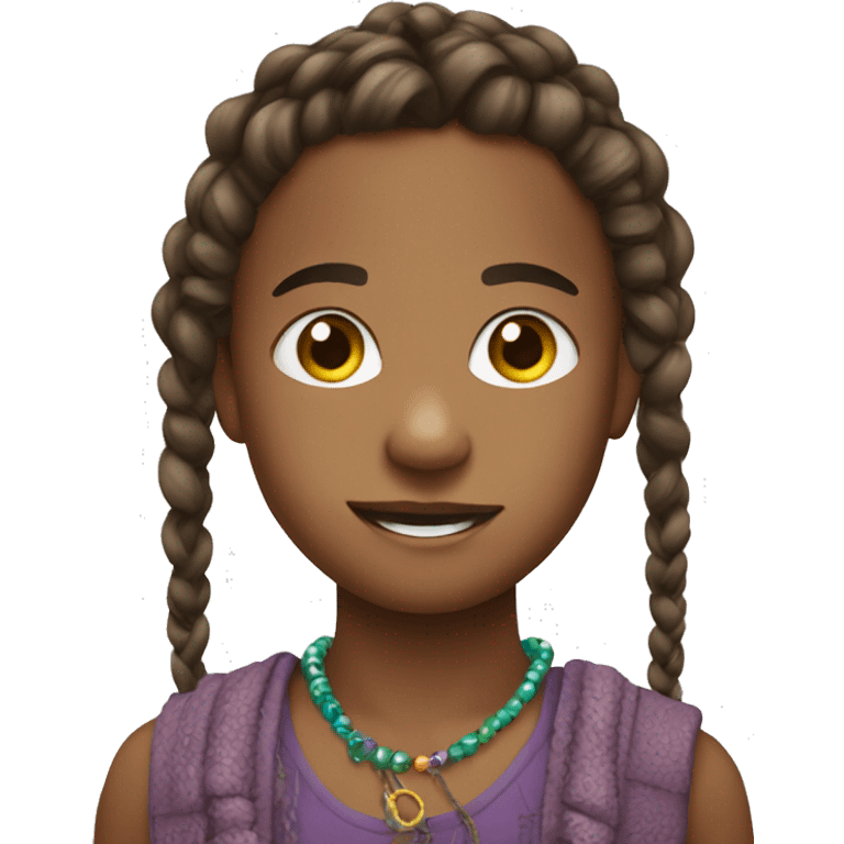 kid with braids and beads in it emoji