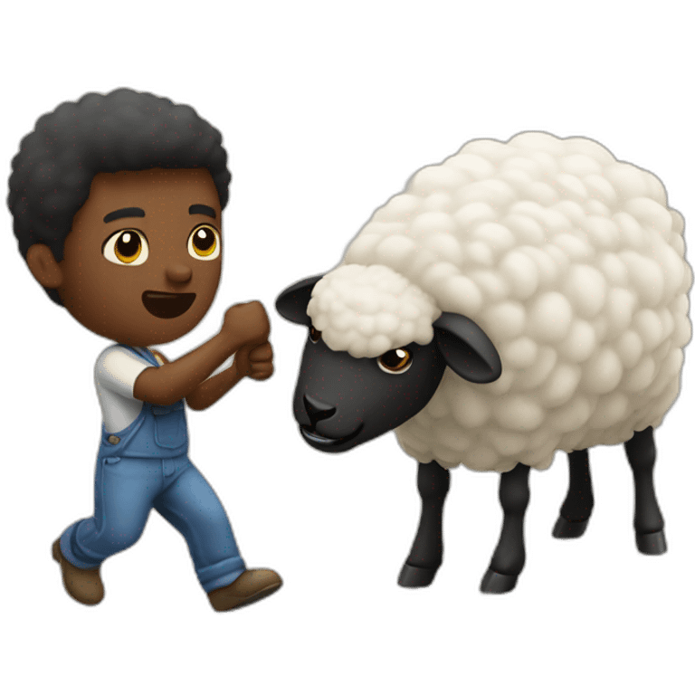 a black guy punshing a sheep emoji