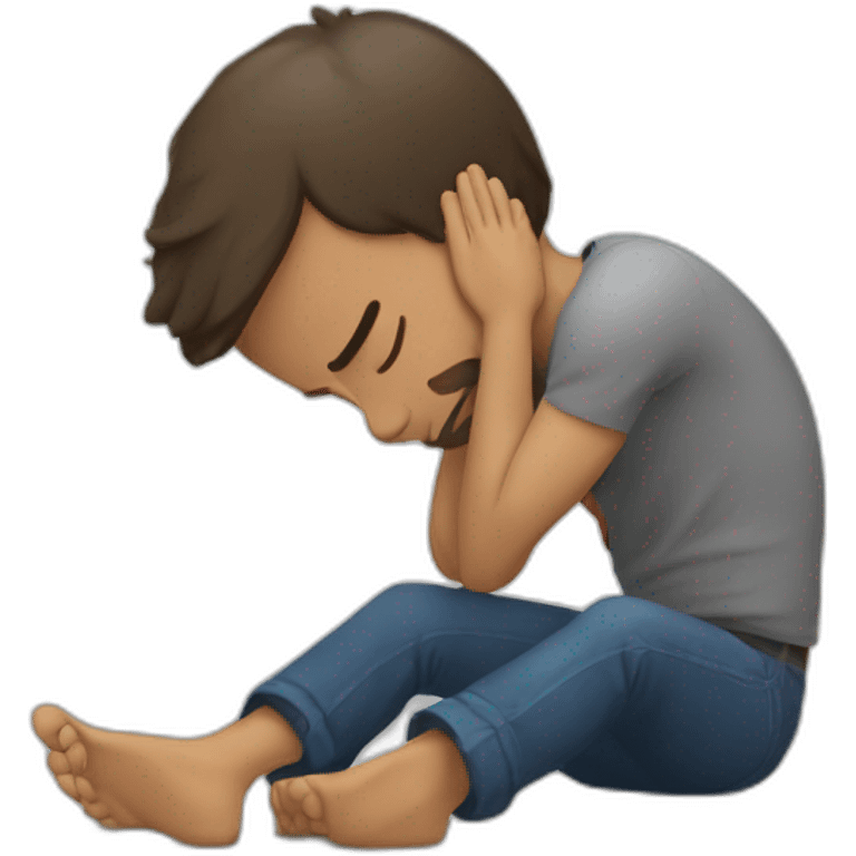 man prostrates himself asking for help emoji