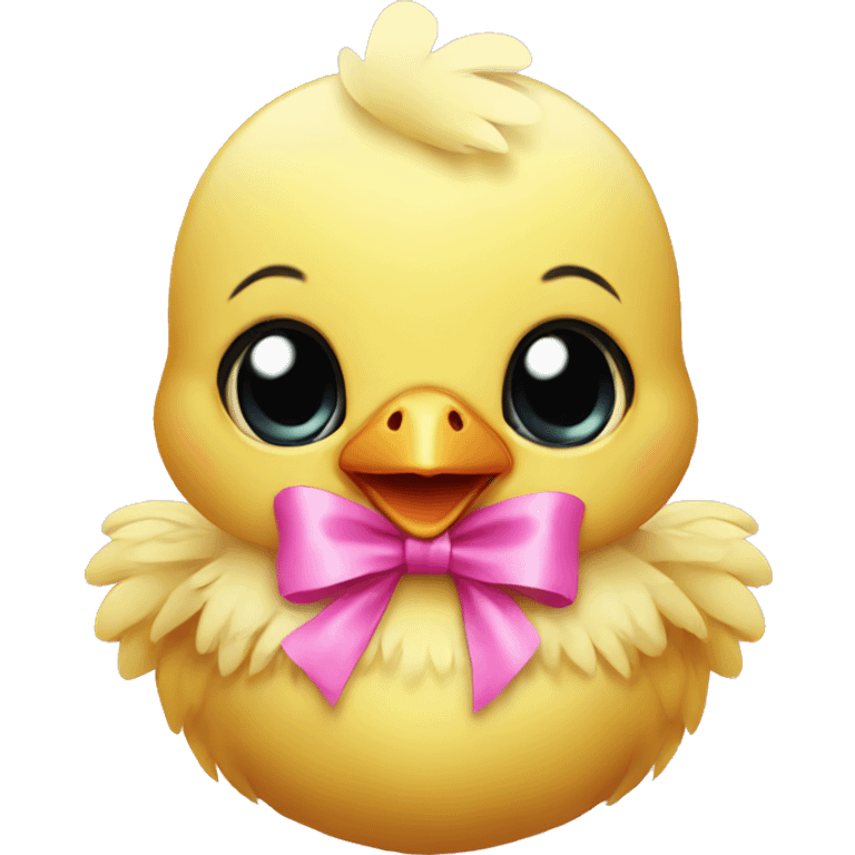 Baby chicken with pink bow emoji