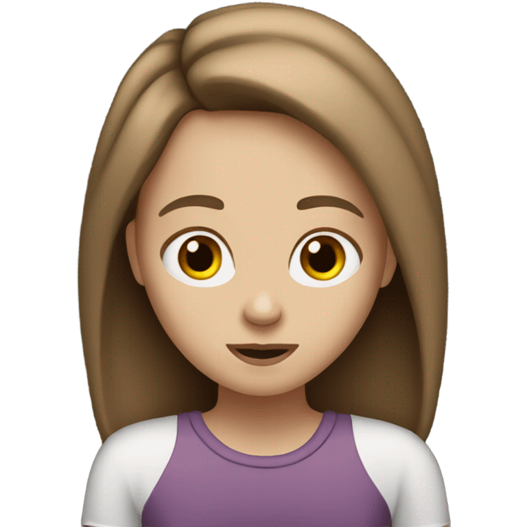 White girl with a brown hair watching movie emoji