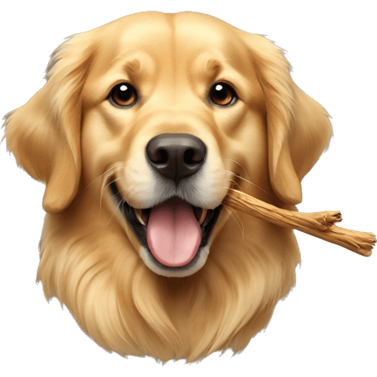 golden retriever with twig in mouth emoji