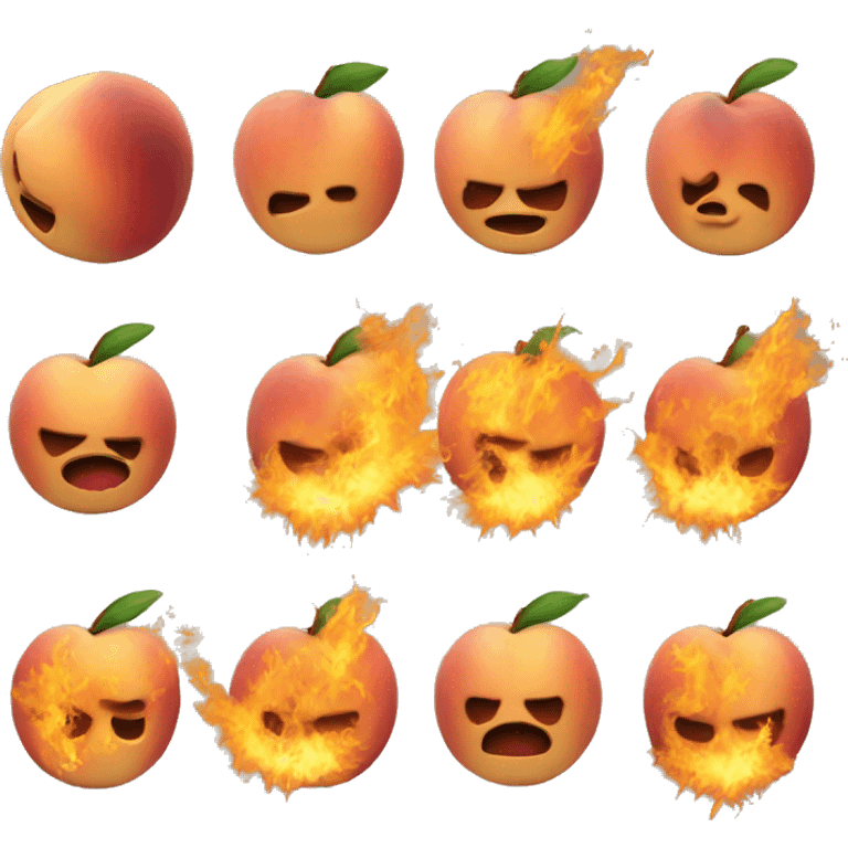 A peach with flames coming out of the crack emoji