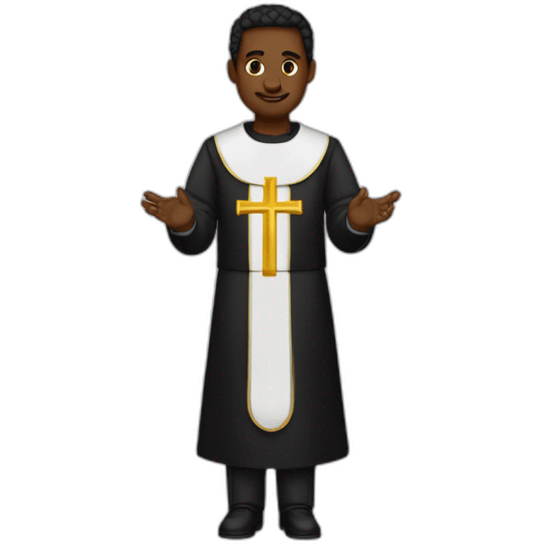 sacerdote traje negro piel blaca crucifijo en la mano emoji