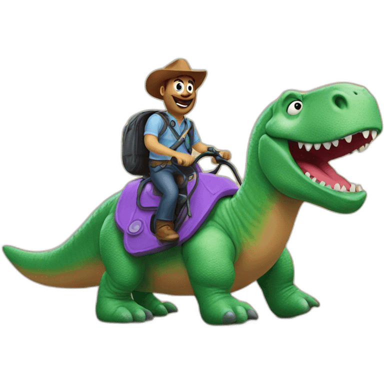 Mr potato head riding Rex the dinosaur emoji