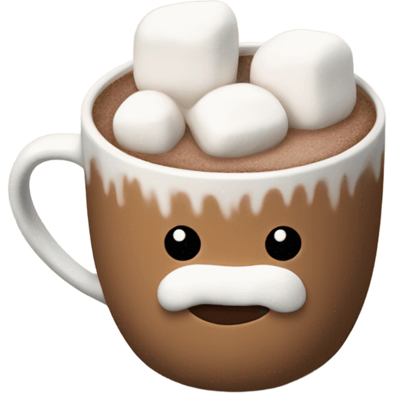 Light brown mug of hot chocolate with marshmallows  emoji