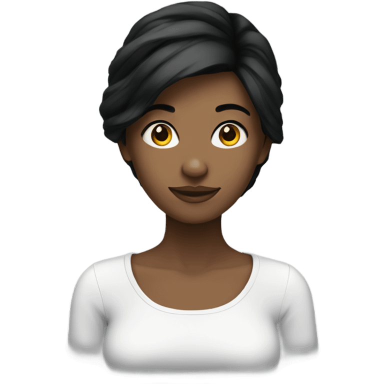 young woman , white with black hair emoji