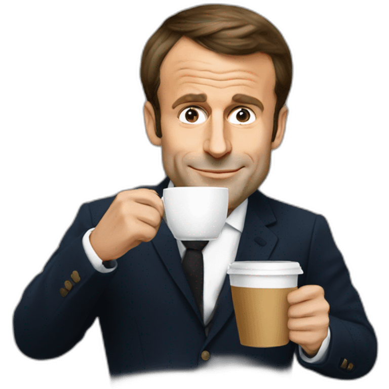 Emmanuel Macron drinking coffee emoji