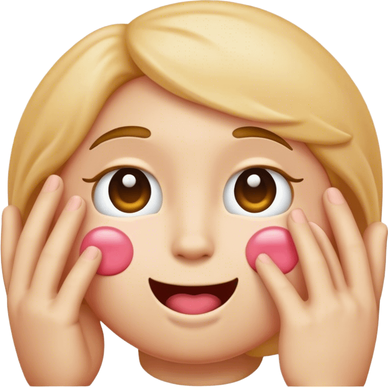 A blushing emoji with a hand in its face emoji