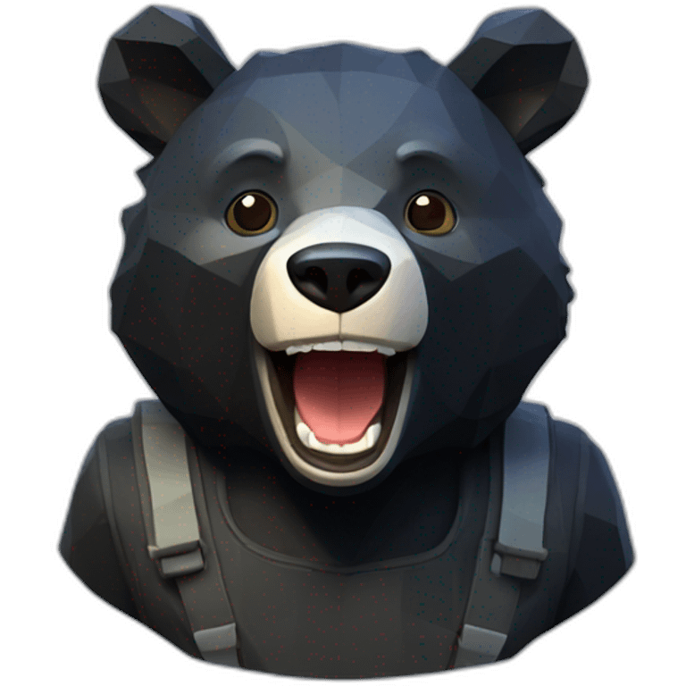 Happy Lowpoly black bear with petrol emoji