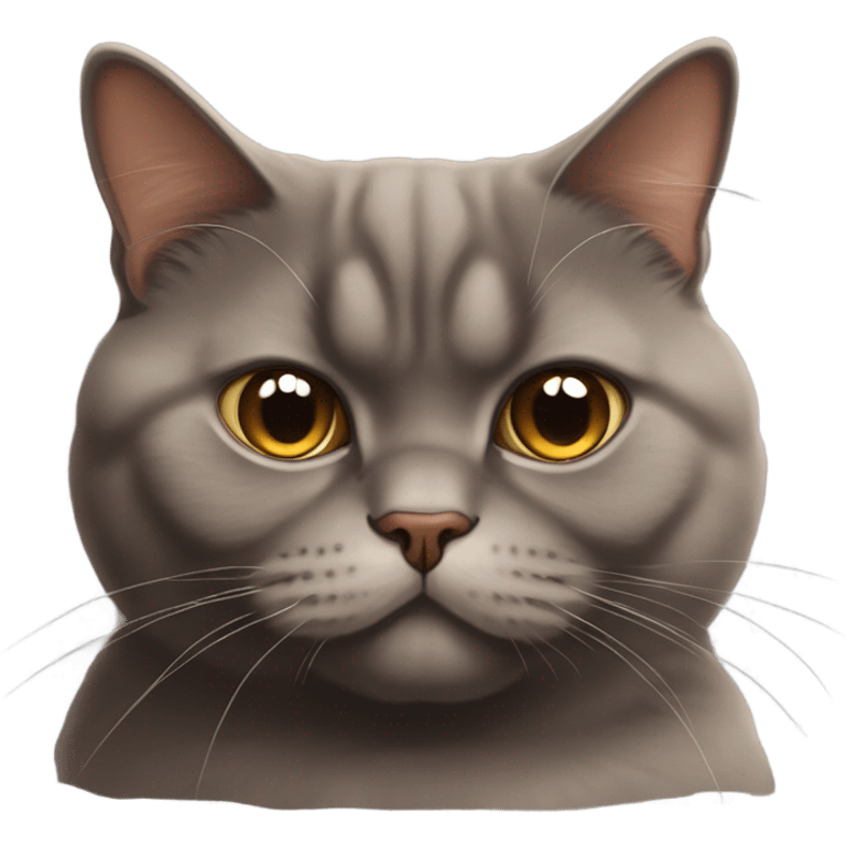 fluffy unimpressed looking chocolate british shorthair cat emoji