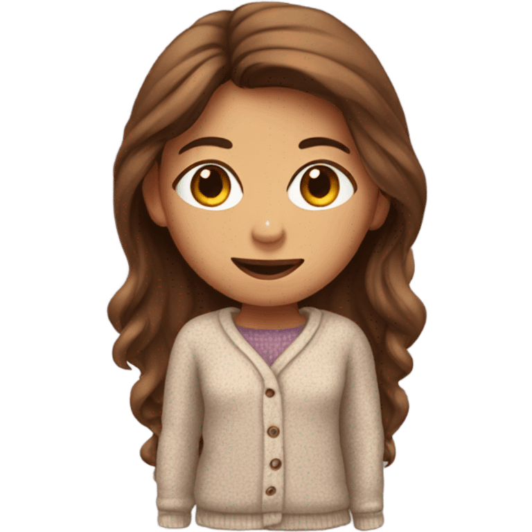  Lady with long brown hair in pajamas and a sweater  emoji