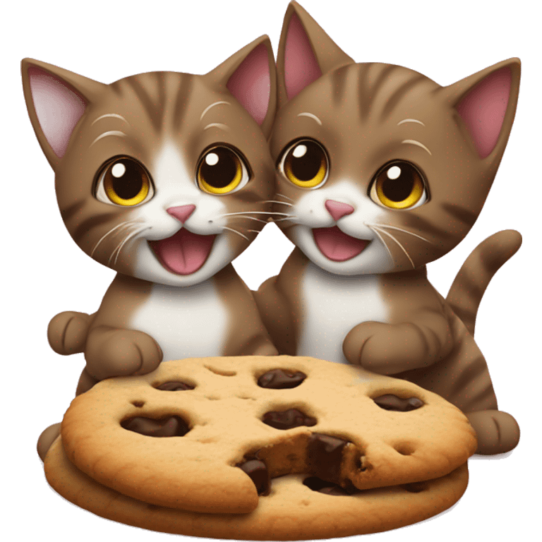 Two kittens brown, eating cookie  emoji