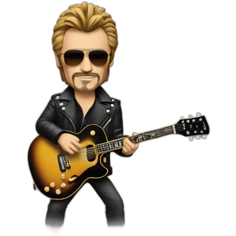 Johnny Hallyday avec une guitare less paul emoji