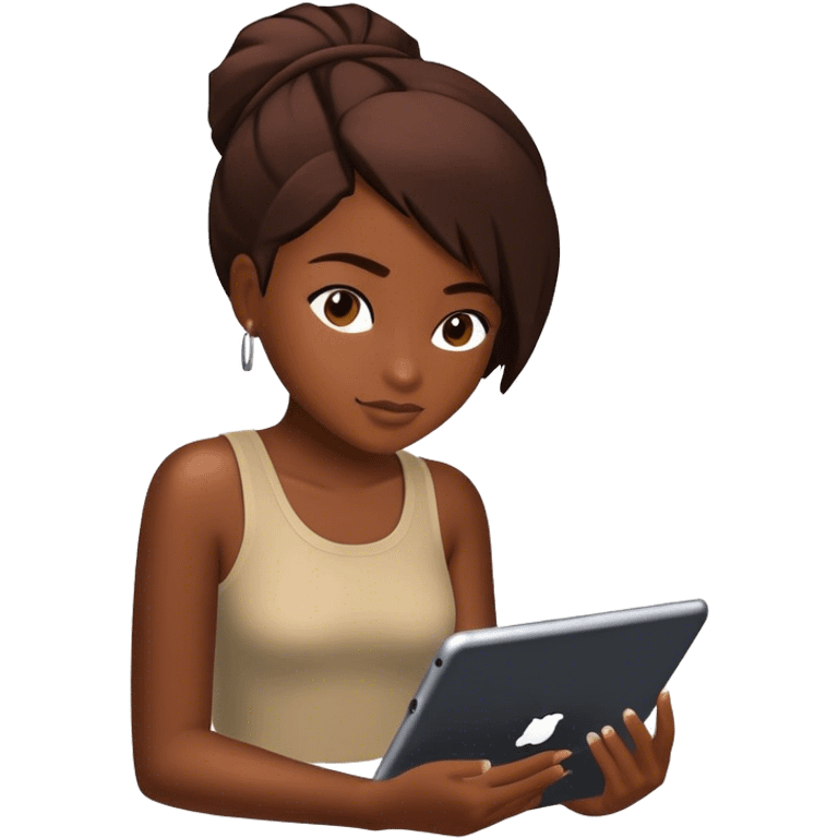 black girl playing roblox on her ipad emoji