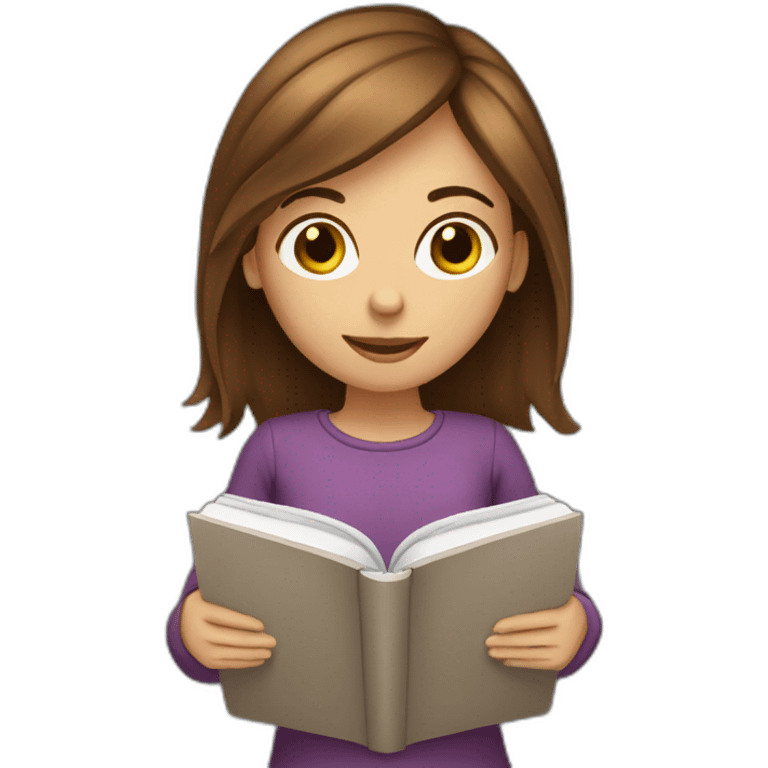 brown-medium-hair-girl-reading-a-book emoji