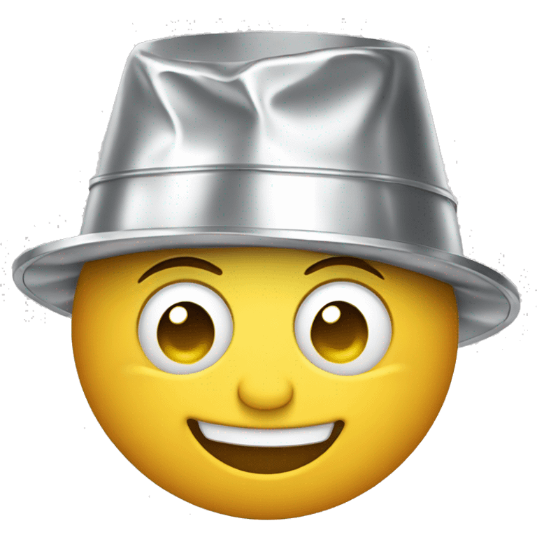 smiling emoji wearing a tin foil hat emoji