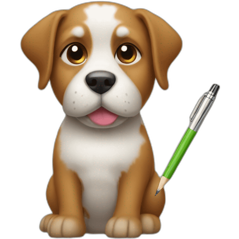 Dog with an apple pen emoji