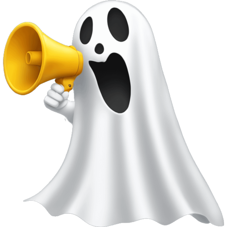 minimal ghost with megaphone emoji