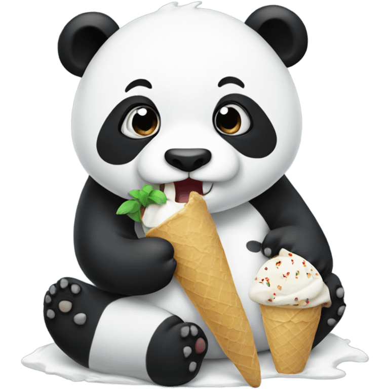 Panda eating ice cream emoji