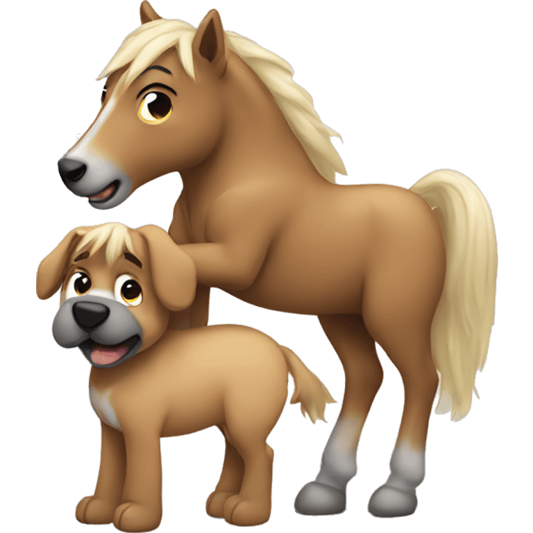 a dog who is hugging a pony emoji