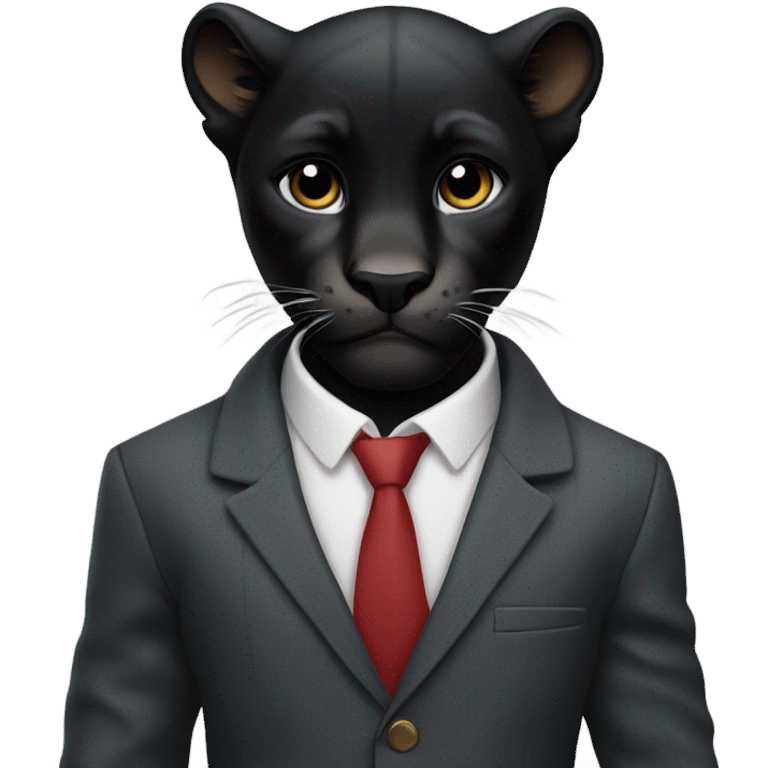 Black cub panther wearing a blazer emoji