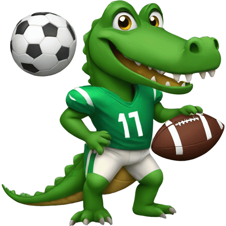 alligator with a football  emoji