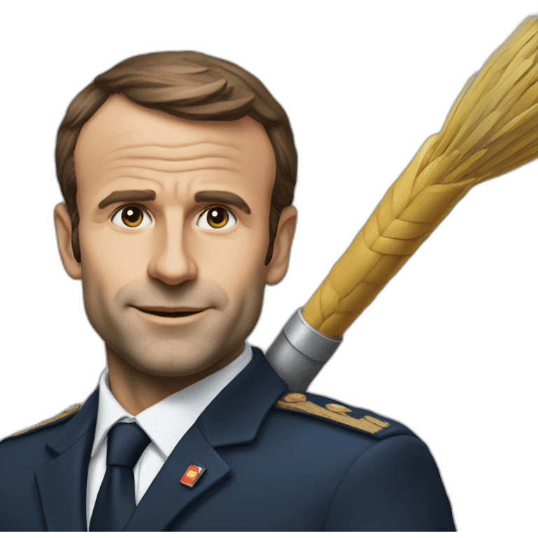 Macron avec une lance emoji