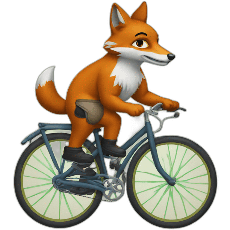 Renard sur une bicyclette emoji