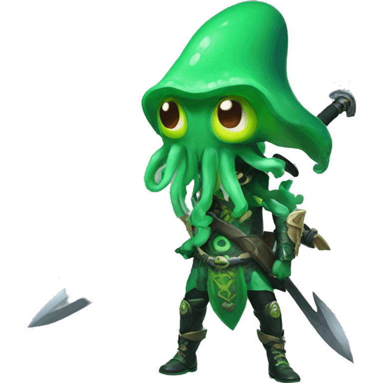 green splatoon squid with warrior giant sword emoji