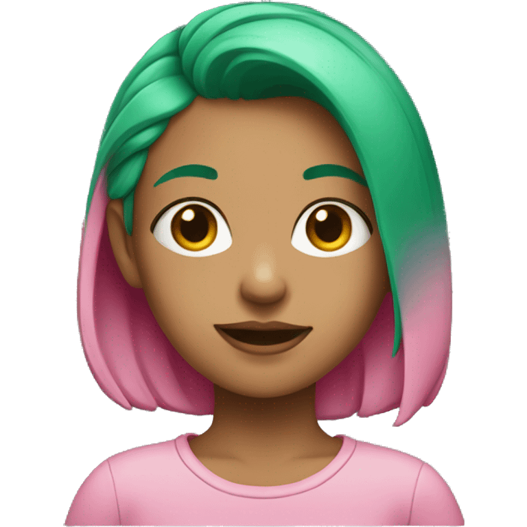 Girl with green hair and pink shirt emoji