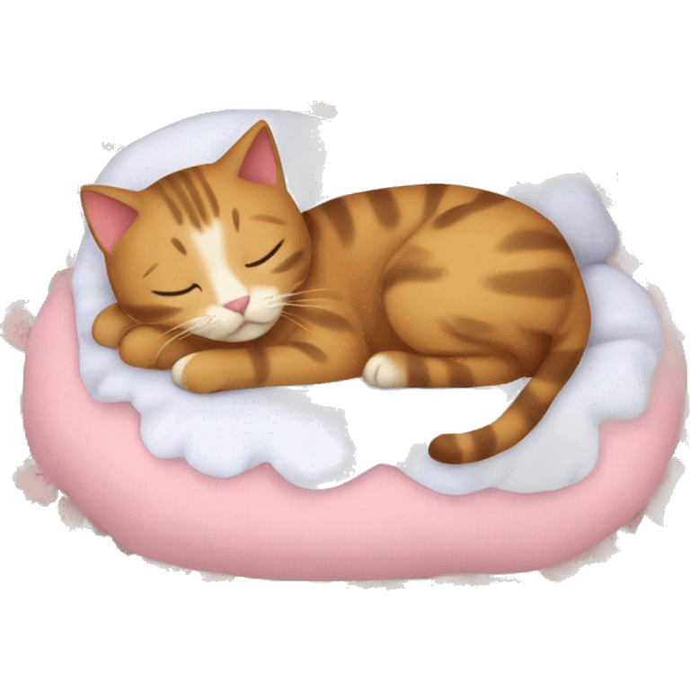 Cute cat sleeping in girly floral bed emoji