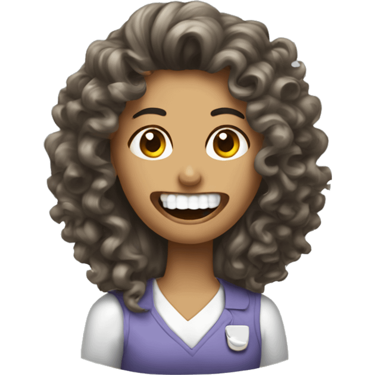 Curley hair Woman getting tooth pulled  emoji