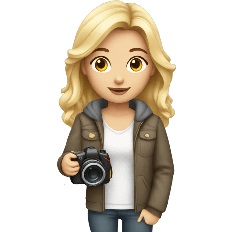 young white blogger with camera emoji