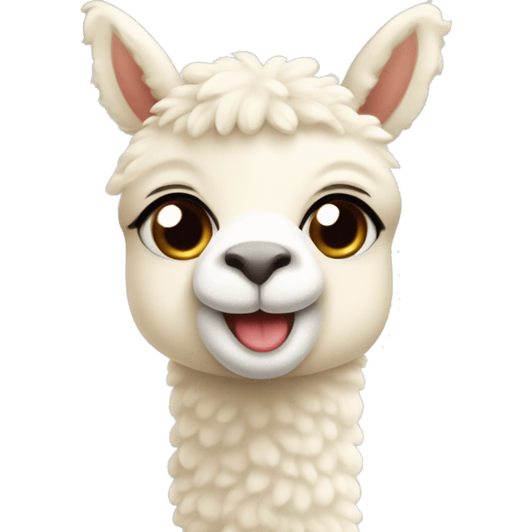 Cute cartoon￼-like cream alpaca emoji