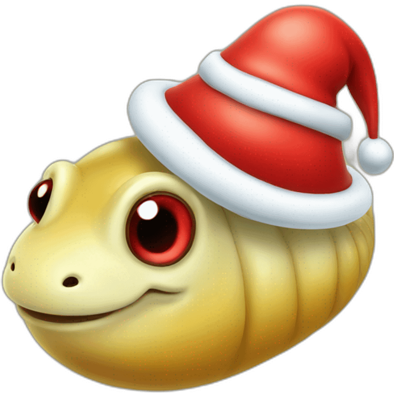 Female slug with red nose and Santa hat emoji