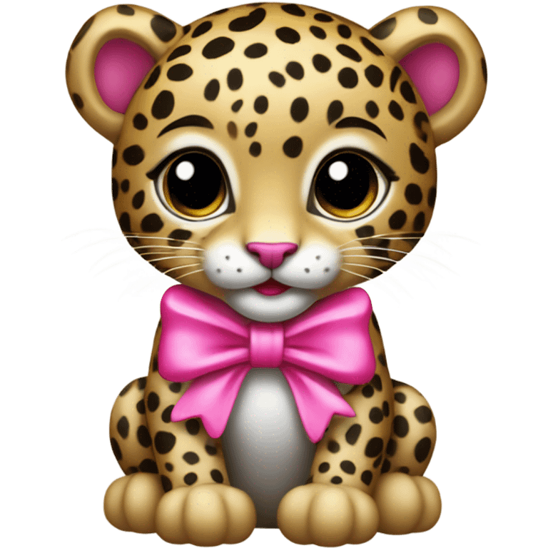 baby leopard with pink bow emoji