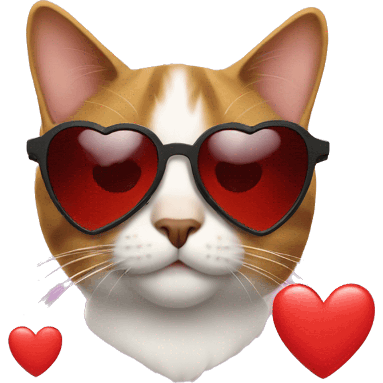 cat wearing heart shaped sunglasses emoji