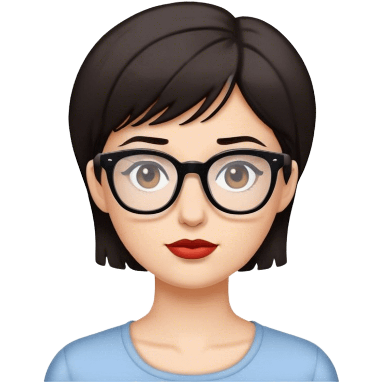 White woman with short dark hair and glasses emoji