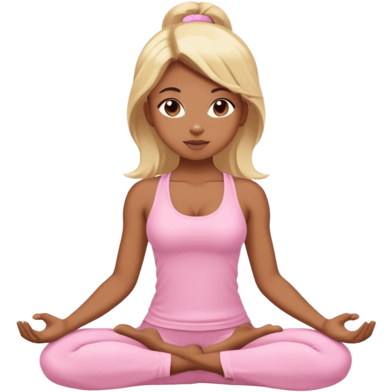 blonde yoga girl light pink clothes n brown skin emoji